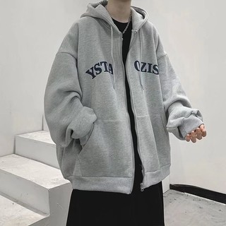 Áo khoác hoodie nam có mũ dây kéo phong cách Mỹ xuân thu hợp thời trang retro đa năng áo khoác thể thao