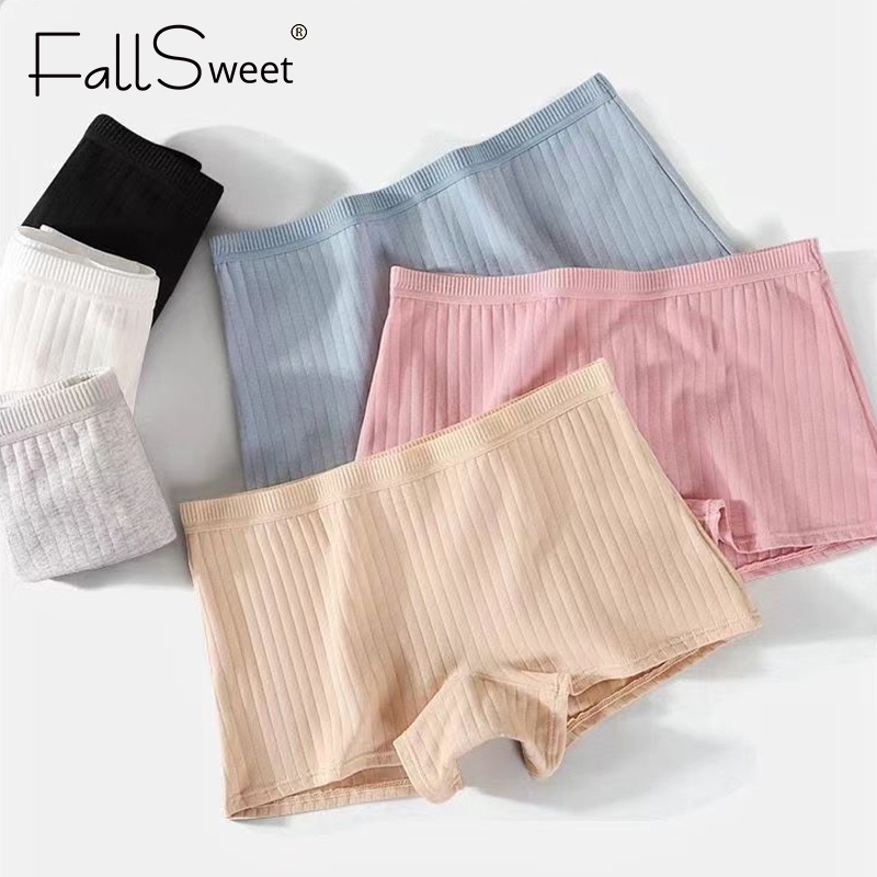 Ảnh Fallsweet Quần Lót Boxer cotton Lưng Vừa Mềm Mại Màu Trơn Chống Liền Mạch Gợi Cảm Cho Nam Và Nữ 1