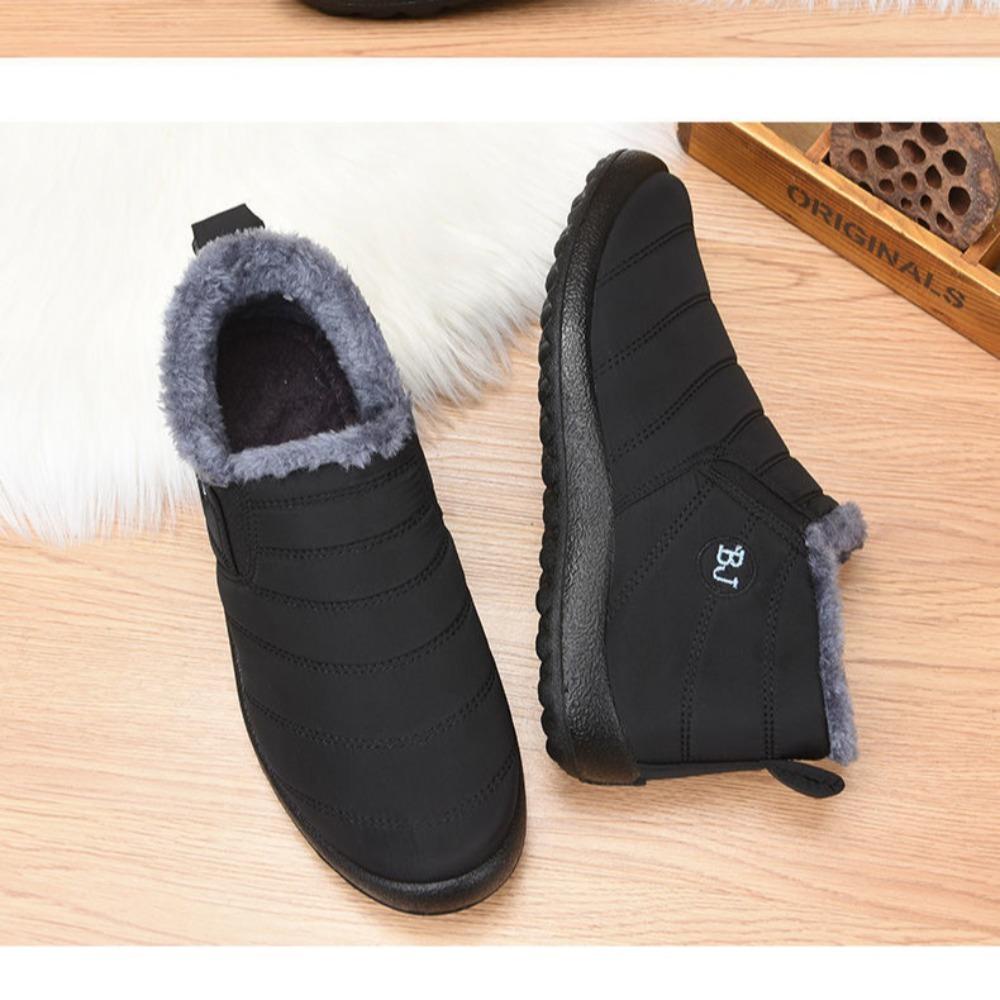 GUSTAVA Mùa Đông Boot Nữ, Đế Chống Trơn Trượt Chống Thấm Nước Slip On Snow Fur Shoes, Giày Bốt Mắt Cá Chân Ngoài Trời Mùa Đông Ấm Áp Flat Botas Mujer Woman