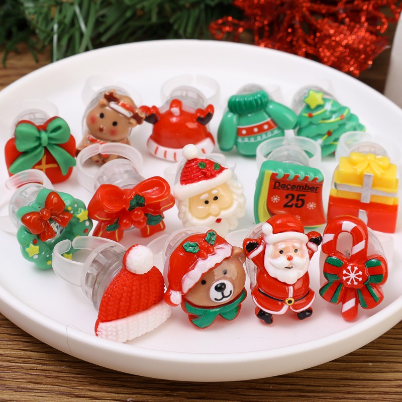 Hoạt Hình Nhẫn Có Đèn led Phát Sáng Hình Ông Già Noel / Ông Già Noel / Tuần Lộc Giáng Sinh Dễ Thương