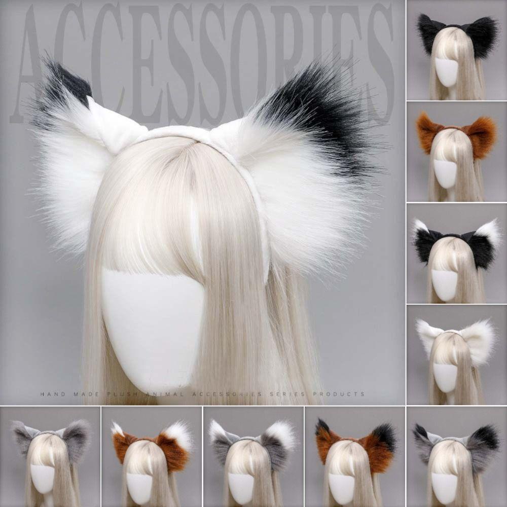TRACEILLOIAN Sang Trọng Tai Mèo, Băng Đô Tai Động Vật Dễ Thương Mũ, Tai Sói Nhân Tạo Gothic Giả Cosplay Phụ Kiện Tóc Halloween