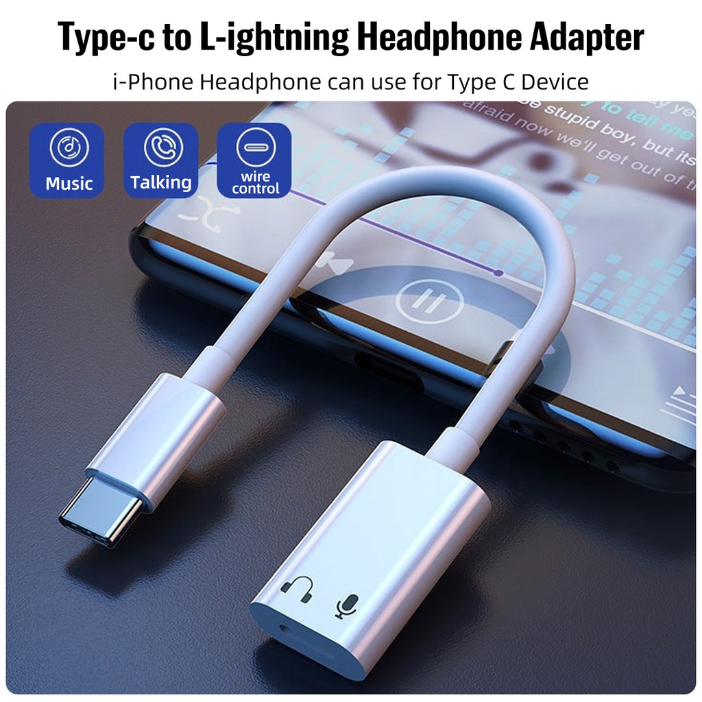 Ảnh Cáp chuyển đổi sạc/âm thanh tai nghe FONKEN USB C sang iOS thích hợp cho iPhone 15 Pad Pro Samsung 3