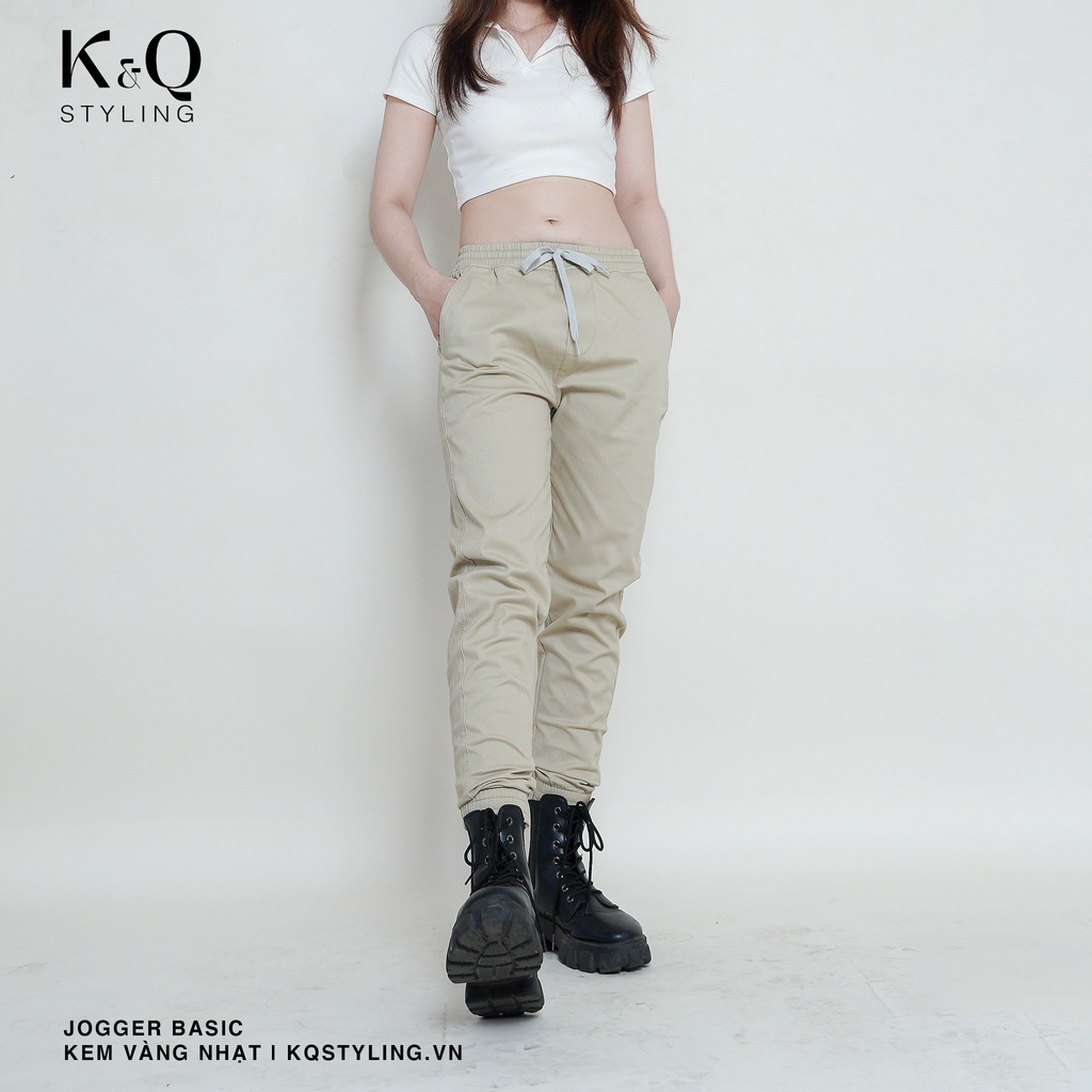 Ảnh Quần jogger kaki co giãn KQSTYLING premium Kem Vàng nhạt 2