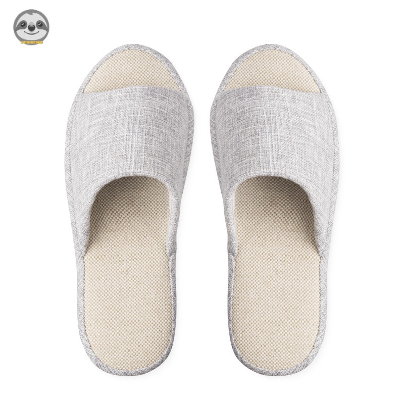 Dép hở ngón màu trơn phong cách Nhật Bản Muji, vải lanh cotton, đế chống thấm nước