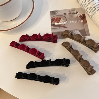 Flocking Kẹp Tóc Bện Màu Trơn / Kẹp Tóc Trước Sau Thời Trang Thu Đông Dành Cho Nữ