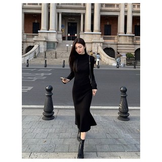 Đầm Đuôi Cá Dệt Kim Cổ Cao Thời Trang Thu Đông Phong Cách Mới 2023 Cho Nữ