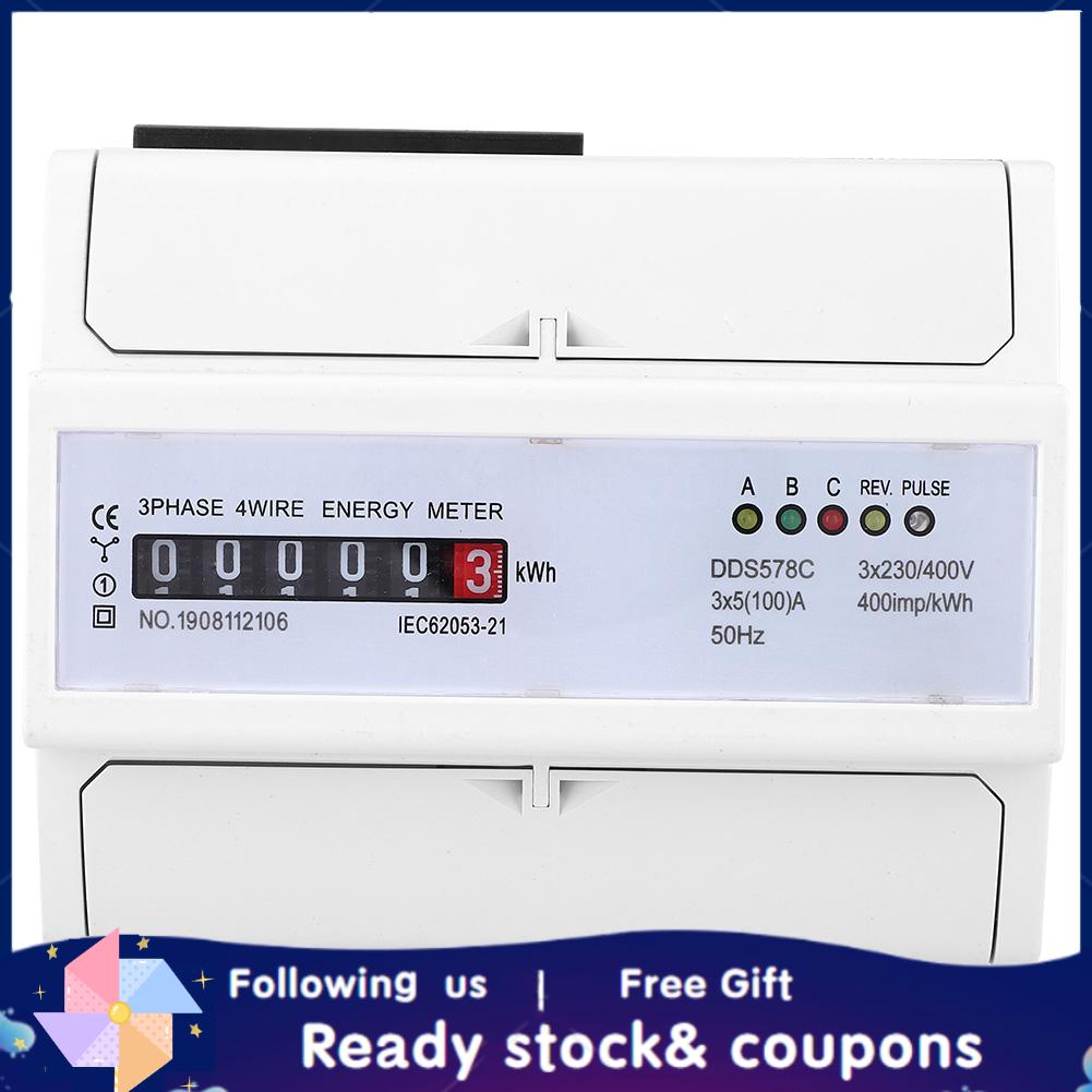 Xiyijia Electric Energy Counter 3 Phase 4 Wire 380V AC Meter DIN Rail Wattmeter Electricity