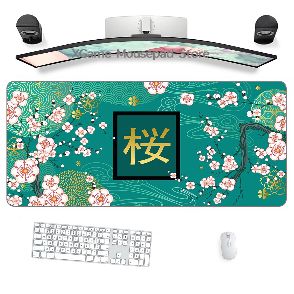 Sakura Mousepad Phụ Kiện Chơi Game Nhật Bản Lớn Miếng Lót Chuột Đen Hồng Kawaii Để Bàn Thảm Bàn XXL Miếng Lót Cho Máy Tính Chuột Thảm