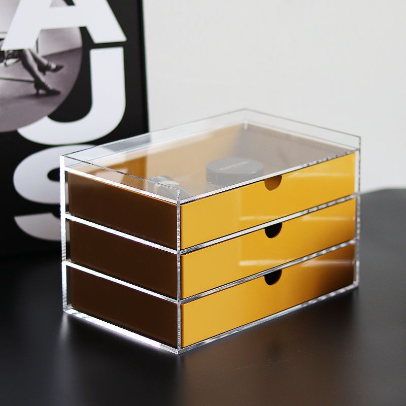 Hộp lưu trữ ngăn kéo màu tương phản thời trung cổ Hộp lưu trữ nhiều lớp Acrylic trong suốt Hộp tổ chức để bàn Hộp lưu trữ mỹ phẩm Hộp lưu trữ đồ trang sức Hộp lưu trữ khác nhau