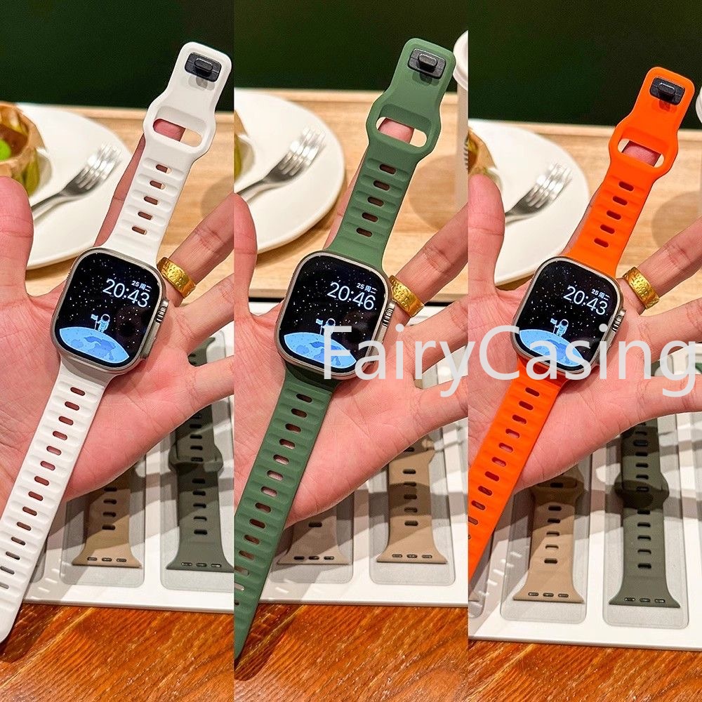 Silicone Dây Đeo Đồng Hồ Bằng Silicon Kích Thước 9 41mm 45mm ultra 2 49mm 44mm 40mm 38 42mm Cho iwatch series 9 8 7 6 se 5 4