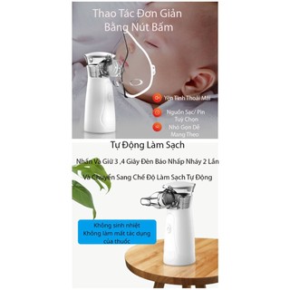 Có PIN sạc - Máy Xông Mũi Họng Nebulizer Cho Trẻ Em Và Người Lớn Công Nghệ Nhật Bản Giúp Vệ Sinh Mũi Họng