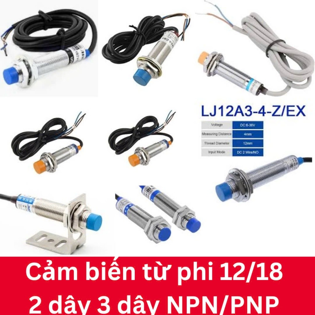 TH Cảm biến tiệm cận sensor từ phát hiện kim loại NPN PNP NO NC LJ12A3 ...