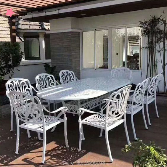 Bộ bàn ghế sân vườn ngoài trời Đẹp Bộ bàn ghế ban công ngoài trời nhôm đúc Bàn ghế ngoài trời - HP29