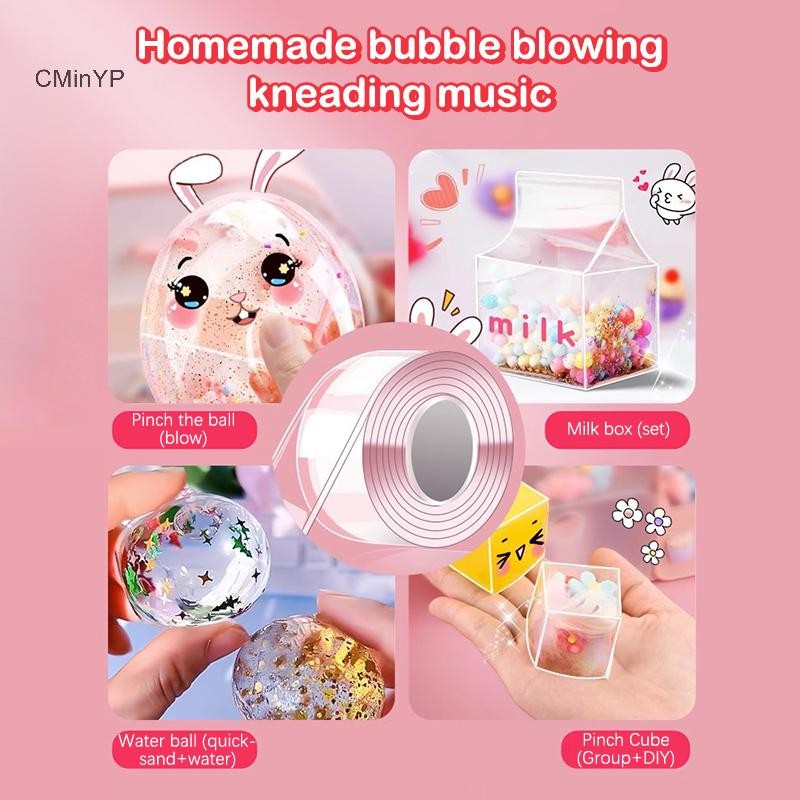 Cyp DIY Craft Pinch Làm Băng Bong Bóng Có Thể Thổi Chống Đánh Dấu Hai Mặt Dính Có Thể Tái Sử Dụng Màu Băng Dính Cao Vinh Quang