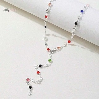 Julyhot Thời Trang Nhiều Màu Sắc Giả Pha Lê Dài Hình Chữ Y Vòng Cổ Kim Loại Xương Đòn Dây Chuyền Ngày Lễ Trang Sức Cơ Thể Massivedeals
