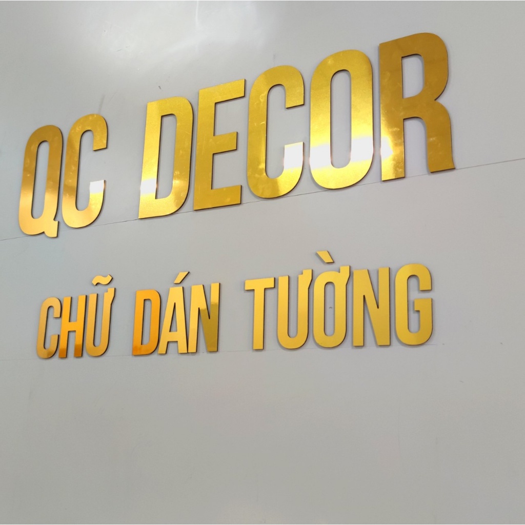 Cao 10cm - Chữ Vàng Gương dày 3mm dán tường, dán biển quảng cáo
