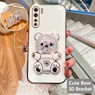 ốp lưng oppo reno 3 reno 3 pro Ốp Điện Thoại tpu Dẻo Mạ Màu 3D In Hình Gấu Nhỏ Đáng Yêu Có Giá Đỡ Cho oppo reno 3 reno 3 pro