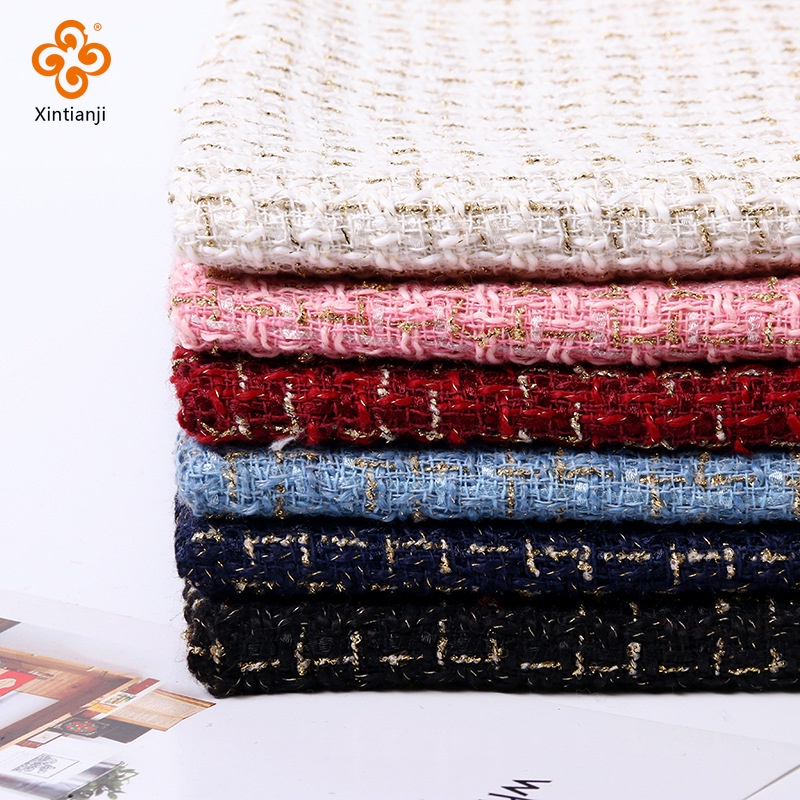 Vải Tweed Lưới 45x150cm - Lụa Vàng Len, Chất Liệu DIY Cho Áo Khoác Nữ TJ20845