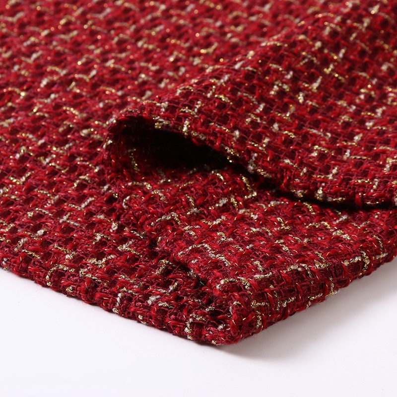 Vải Tweed Lưới 45x150cm - Lụa Vàng Len, Chất Liệu DIY Cho Áo Khoác Nữ TJ20845