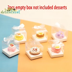 NRL 2 Chiếc Nhà Búp Bê Trong Suốt Hộp Bánh Nhà Búp Bê Mô Phỏng Món Tráng Miệng Bao Bì Hộp Búp Bê Nhà Phụ Kiện Giả Vờ Chơi Đồ Chơi