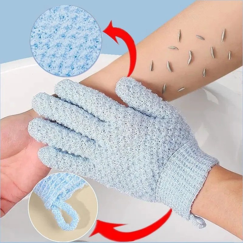 [Fatured] Găng tay đi tắm Chà Xát / Khăn Tắm Dày Hai Mặt Tẩy Tế Bào Chết Di Động Cho Người Lớn / Năm Ngón