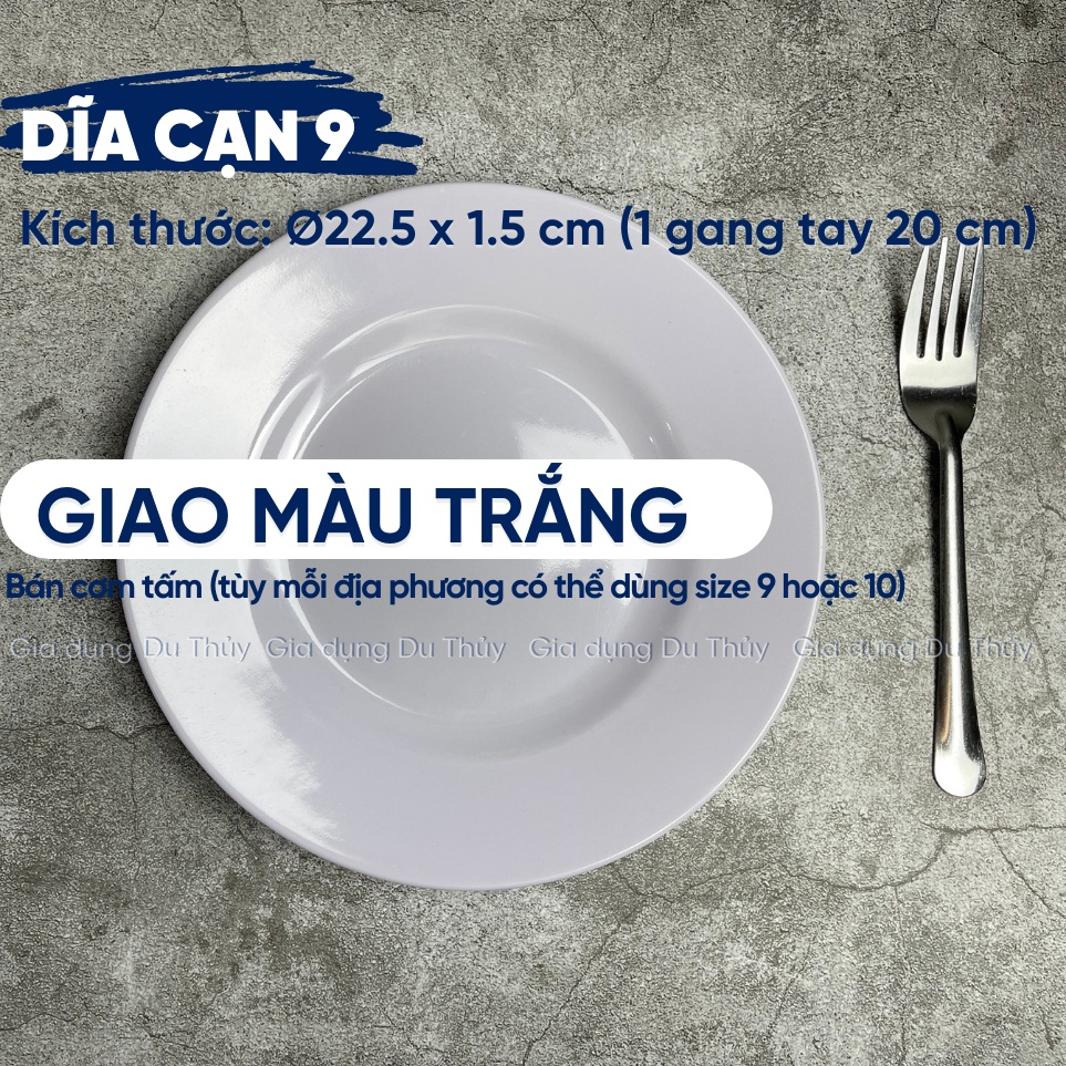 Dĩa Nhựa Melamine Tròn Cạn, Dĩa Cơm Sườn Màu Trắng, Vàng, Xanh Chất ...