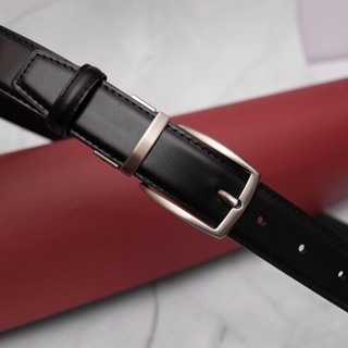 Thắt lưng nam,dây nịt nam FTT Leather da bò mặt khóa xỏ kim 2 mặt bản nhỏ 3cm màu đen sang trọng