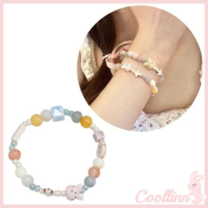 Coo Vòng Tay Chuỗi Hạt Gốm Phối Mặt Hình Thỏ Cho Nữ Tuổi teen
