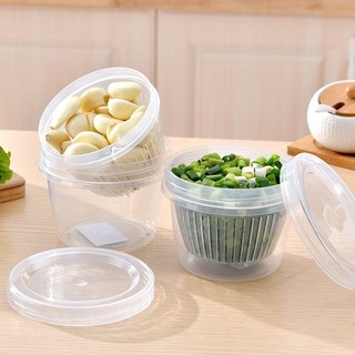 Hộp Đựng Hành Tỏi Gừng Để Tủ Lạnh Tròn Có Lỗ Thoát Nước Và Nắp Kín Tránh Mùi Tiện Lợi - SUNND