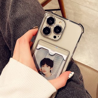 Thẻ trong suốt teck place holder ốp lưng điện thoại cho iPhone 15 14 11 12 Pro Max 13pro xr xs Max x Ví va đập rắn trong suốt lưng mềm T10