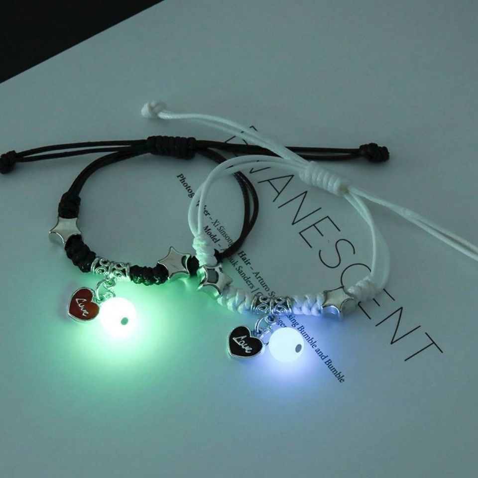 Set 2 Vòng Tay Dạ Quang Có Thể Điều Chỉnh Thời Trang Cho Cặp Đôi