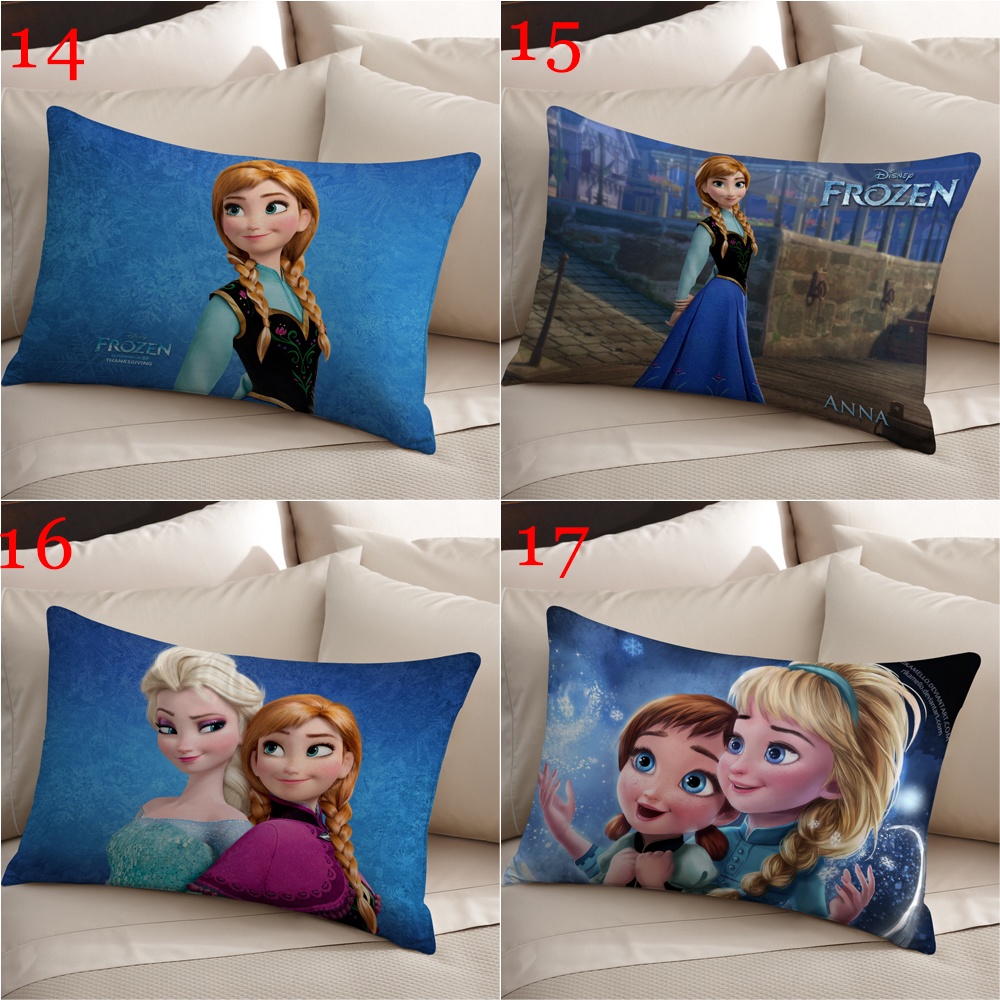 Vỏ Gối polyester Hình Chữ Nhật In Hình anna & elsa Một Mặt Trang Trí Nhà Cửa (Không Kèm Lõi)