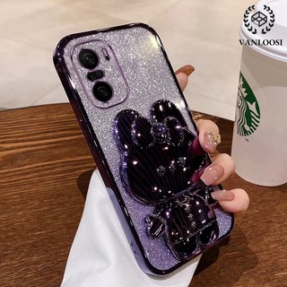 ốp lưng poco f3 Ốp Điện Thoại Silicon Mềm Mạ Điện Họa Tiết Thỏ Lấp Lánh Chống Rơi Cho poco f3
