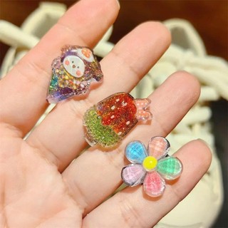 1 Phụ Kiện Trang Trí Dây Giày Hình Cây Kem Màu Cầu Vồng Lấp Lánh Dễ Tháo Gỡ Cho Bé charms