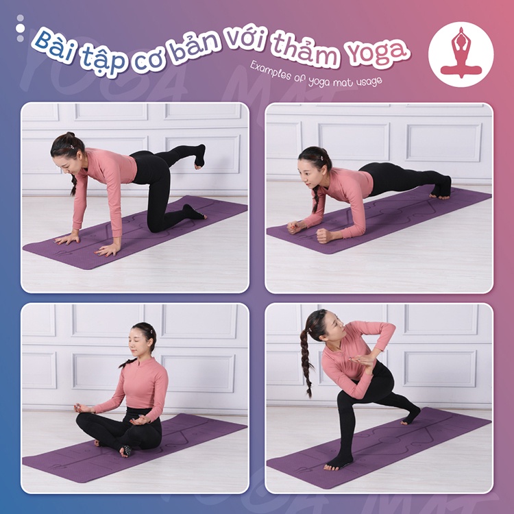 Mô tả BG -Thảm Tặng Túi Tập Yoga Định Tuyến Cao Su TPE 6mm Hút Mồ Hôi Nhanh Cao Cấp - 7