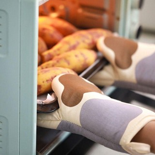 Găng tay lò nướng MODOMINO Cat Paws, Găng tay lò nướng bánh màu xám bảo vệ nhiệt, Găng tay cách nhiệt lò vi sóng bằng vải Cotton chống bỏng
