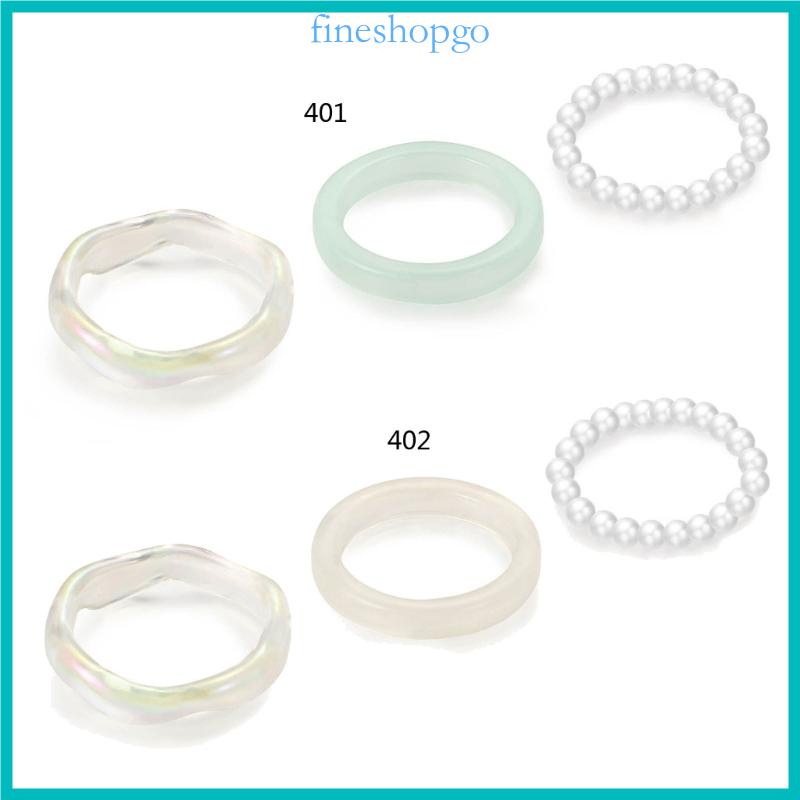 Bộ 3 Nhẫn Nhựa Co Giãn Xếp Chồng Đơn Giản Thời Trang Dự Tiệc