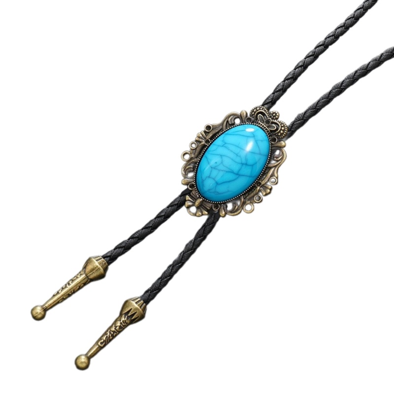 Dasbsug Vintage Bolo Tie Nam Thanh Lịch Hoa Ngọc Mặt Dây Chuyền Bolo Tie Cà Vạt Trang Sức