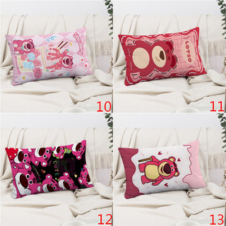 Vỏ gối hình chữ nhật hình gấu Lotso Phim hoạt hình dễ thương Gấu dâu in một mặt Đệm Polyester Trang trí ghế Sofa tại nhà (Không có lõi)