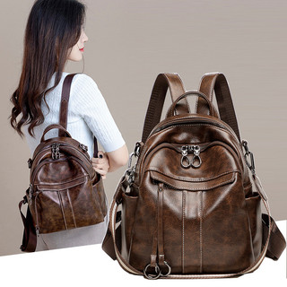 Ba Lô Chống Trộm Thời Trang Nữ Mùa Xuân 2025 Mới Dễ Dàng Phù Hợp Retro Sáp Dầu Da Đa Năng Ba Lô Giải Trí Túi Du Lịch