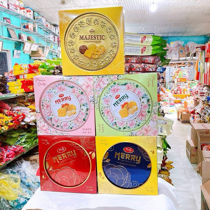 (Tết 2025) Bánh Quy Sữa Richy Merry Hộp Sắt 333g (Kèm Túi Xách ...