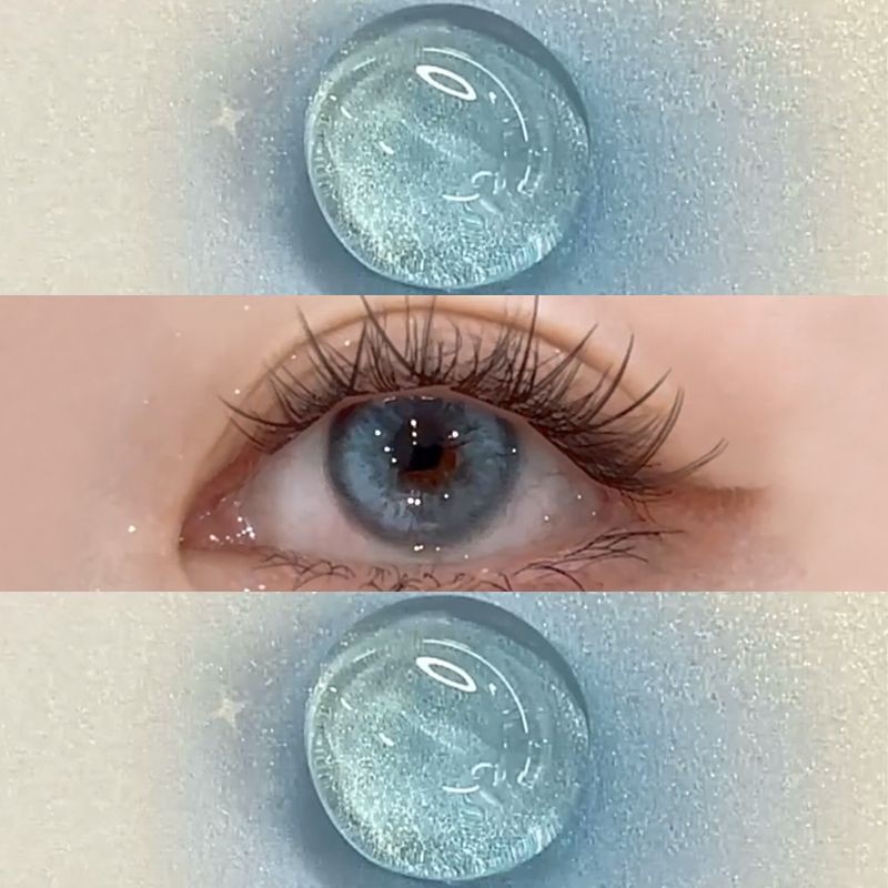 Set 2 Kính Áp Tròng Màu Đen contact lenses 0 ~ -8.00 black len 14.2mm lens cận lens nâu bean black 36