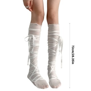 CLI Ba Lê Băng Đùi Vớ Strappy Tất Dài Cho Nữ Lolitas Trên Đầu Gối Tất Buộc Chân Bao Tất Quà Tặng