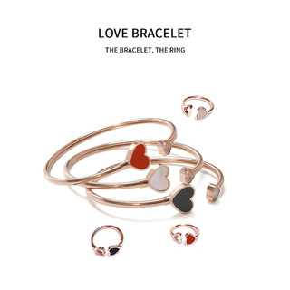 2pcs Bộ Nhẫn Vòng Tay Hình Dạng Trái Tim Vàng Hồng 18K Mở Có thể điều Chỉnh Nhẫn Vòng Tay Nữ Bộ Hai Mảnh Phong Cách Hàn Quốc Thiết Kế Niche đơn Giản Vòng đeo Tay Thời Trang