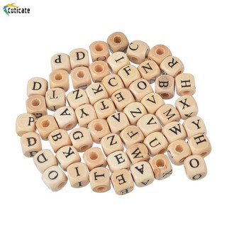 [Cuticate] Bộ 100 Hạt Gỗ Xâu Chuỗi Hình Chữ Cái 10mm