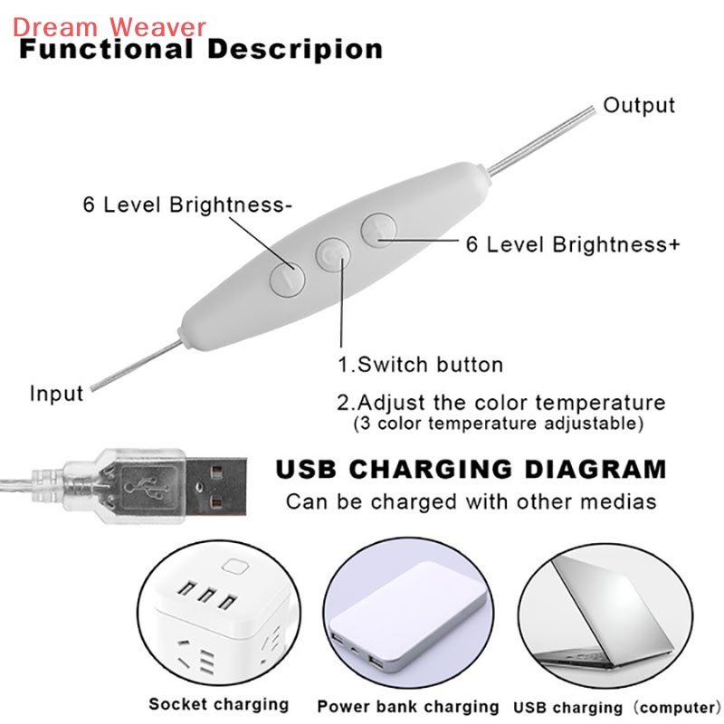 [Dream] Bóng đèn LED phong cách Holly Bàn trang điểm Vanity Bộ đèn gương USB mới