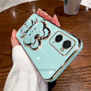 ốp lưng oppo a36 a96 a76 Ốp Điện Thoại TPU Silicon Mềm Mạ Điện Gắn Gương Trang Điểm Hình Thỏ 3D Cho oppo a36 a96 a76