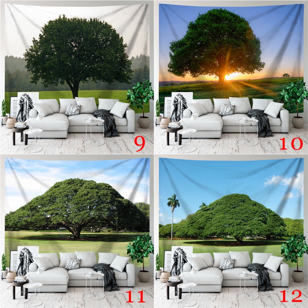 Thảm Treo Tường Bằng polyester Hình Cây Xanh Thiên Nhiên Kèm Kẹp Trang Trí Phòng Ngủ
