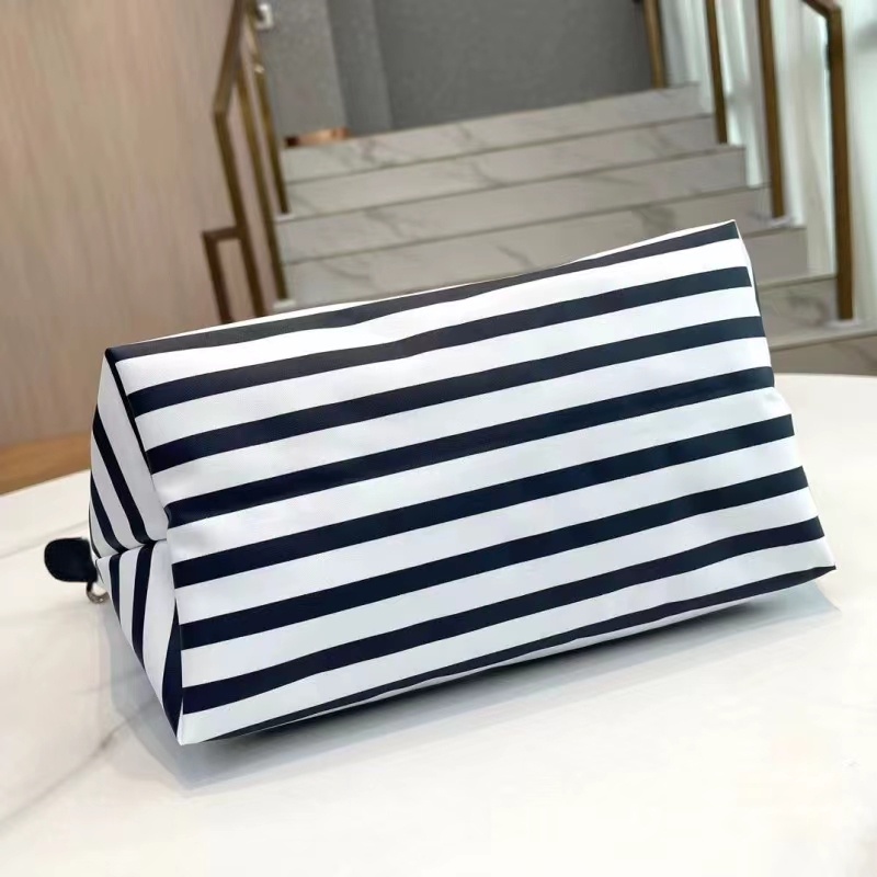 Chiến Ngựa Túi Nữ Màu Xanh Navy Sọc Bánh Bao Túi Vải Nylon Chống Thấm Nước Chất Liệu Da Bò Mini Di Động Túi Đeo Vai