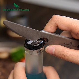 Bộ Muỗng Nĩa Dao Bằng Titan Không Gây Hại Dùng Đi Cắm Trại Tiện Dụng ti1077t